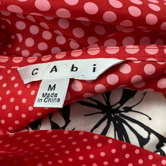 Cabi 100% Silk Artist Top Kimono Butterfly Red Print Blouse #345 - Picture 7 of 14